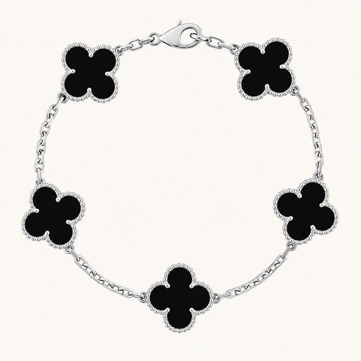 CLOVER | Black/Silver Bracelet