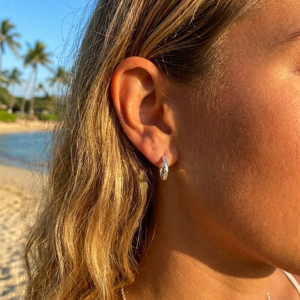 Celeste Pavé Hoops