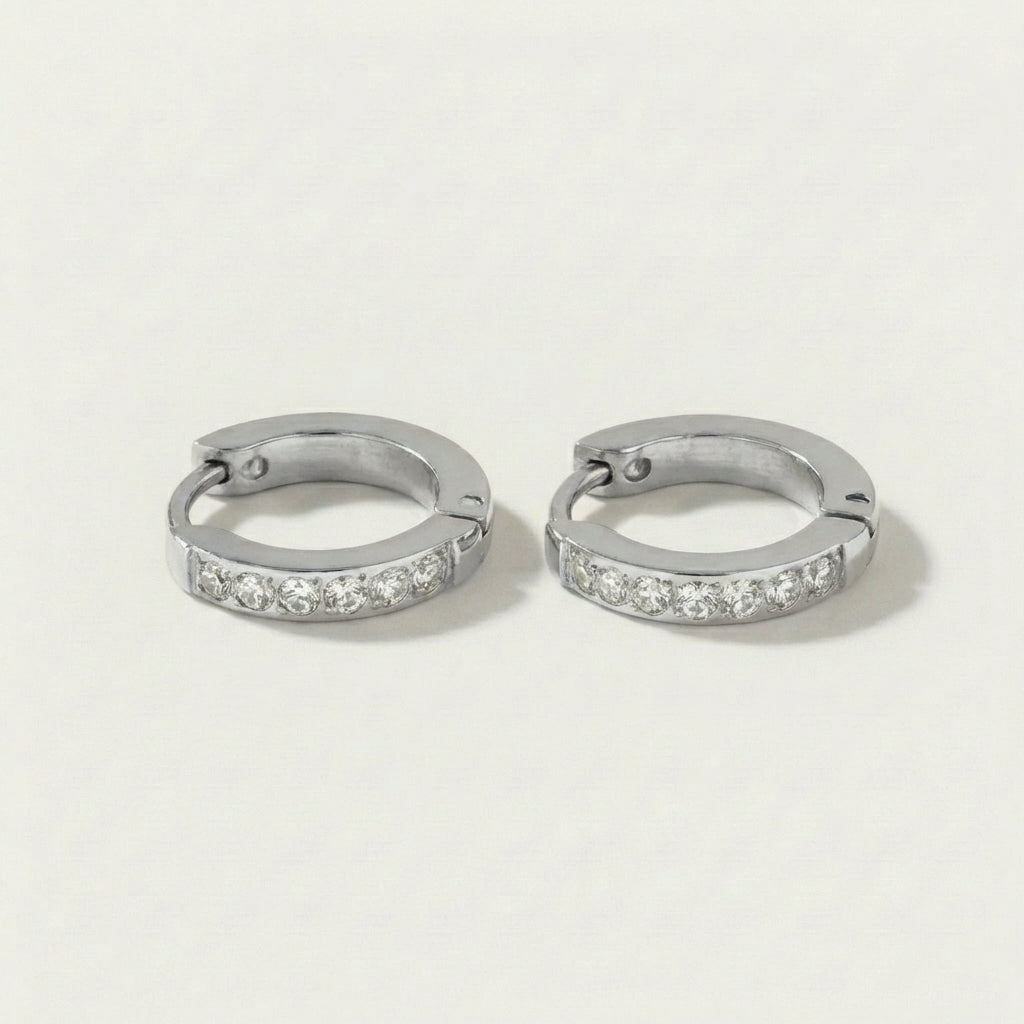 Celeste Pavé Hoops