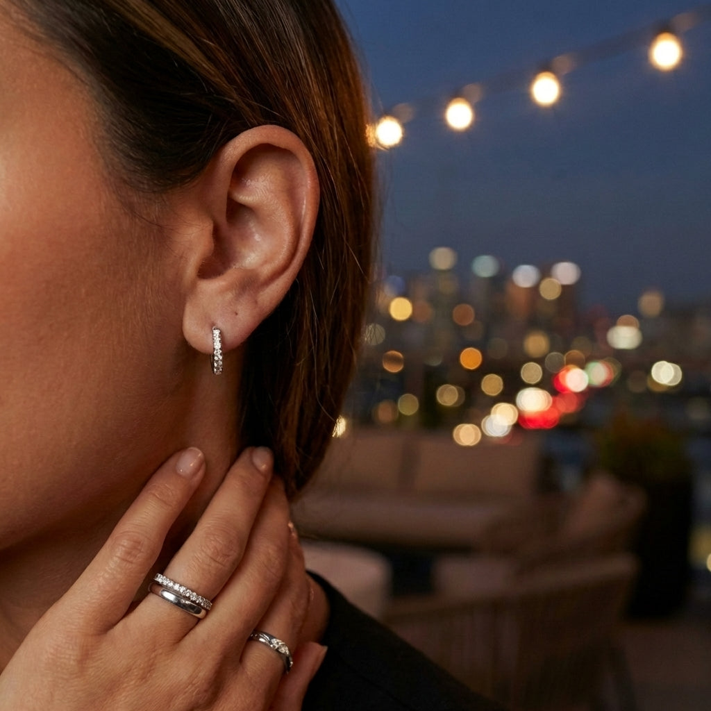 Celeste Pavé Hoops