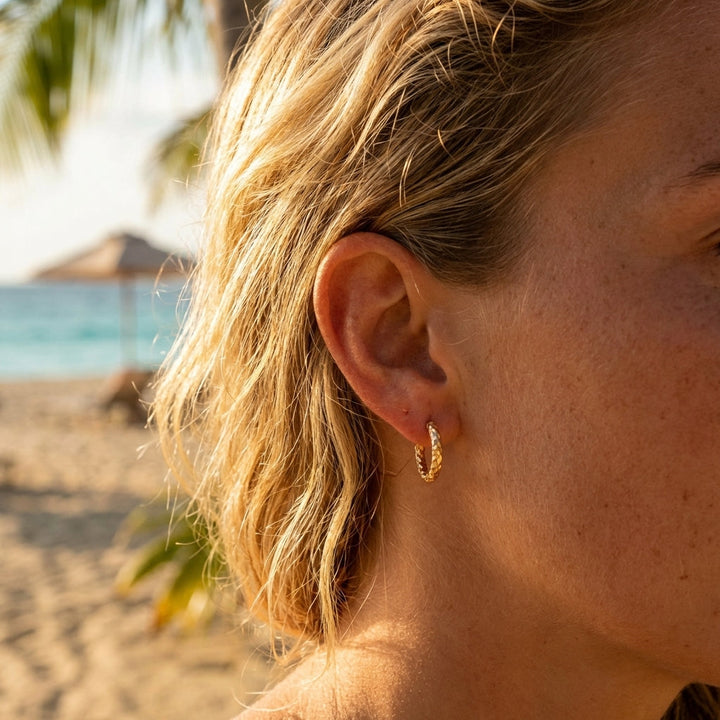 Celeste Pavé Hoops